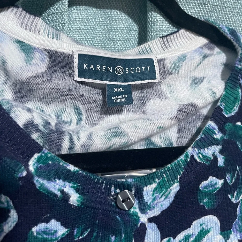 Karen Scott XXL Blue Blossom Cardigan - Picture 5 of 5
